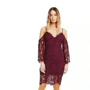 ASTR Giselle Lace Dress in Wine Maroon in Medium